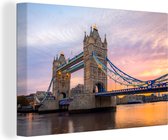 Canvas Schilderij Zonsopkomst bij de Tower Bridge in London - 60x40 cm - Wanddecoratie