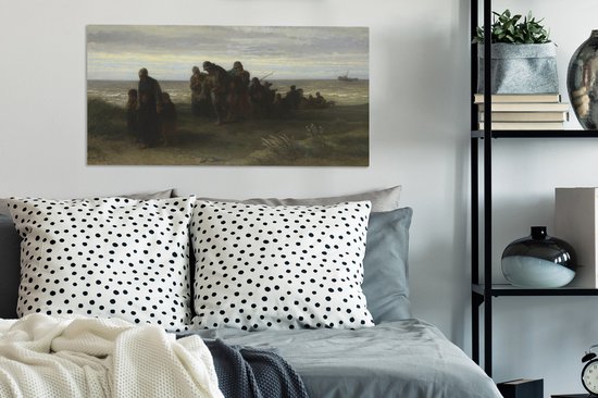 Peinture sur toile Pêcheurs avec un noyé - peinture de Jozef Israels - 80x40 cm - Décoration murale