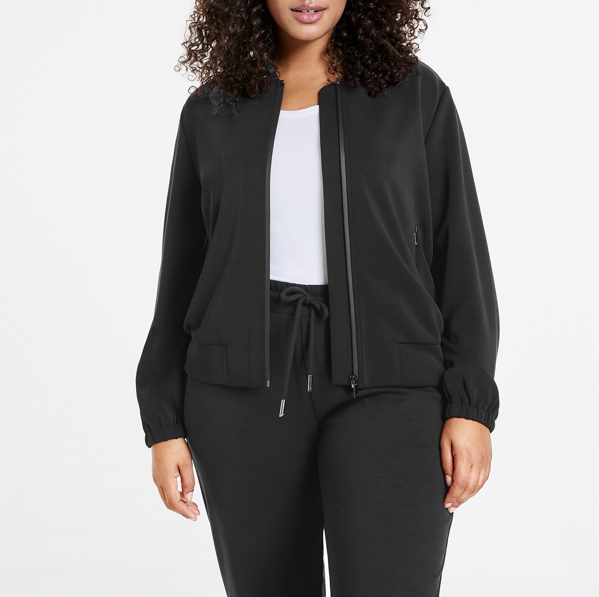 SAMOON Dames Casual bomberjack Black-48