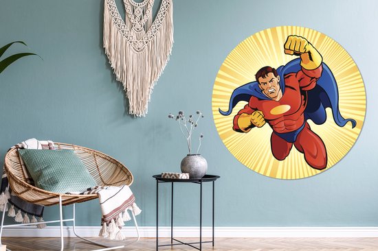 Une illustration d'une assiette en plastique Superhero Wall Circle ⌀ 140 cm  | bol.com