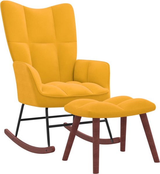 vidaXL Chaise à bascule avec repose-pieds Velours jaune moutarde