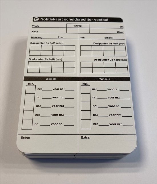 Notitiekaarten voetbal scheidsrechter (50 stuks)