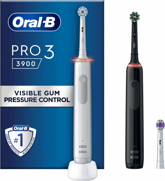Oral-B Pro 3 3900 - Duo - Elektrische Tandenborstel - Zwart & Wit