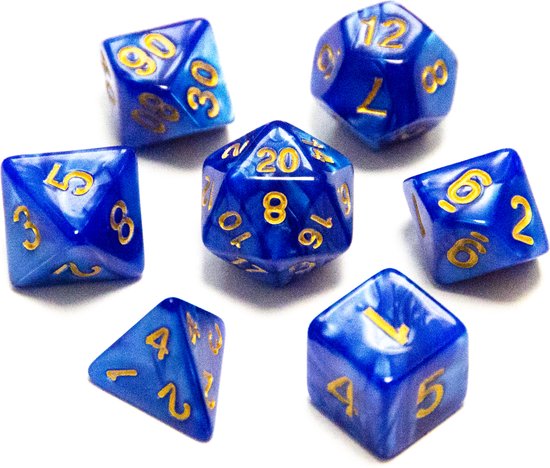 Afbeelding van het spel Dungeons & Dragons dobbelstenen set - Blauw - 7 stuks