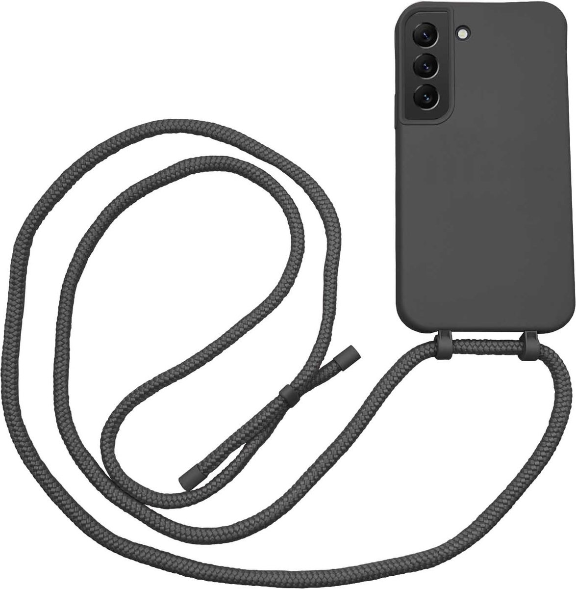 Høyde - Geschikt voor Samsung Galaxy S22 Plus / S22+ - Telefoonhoes met koord - Zwart