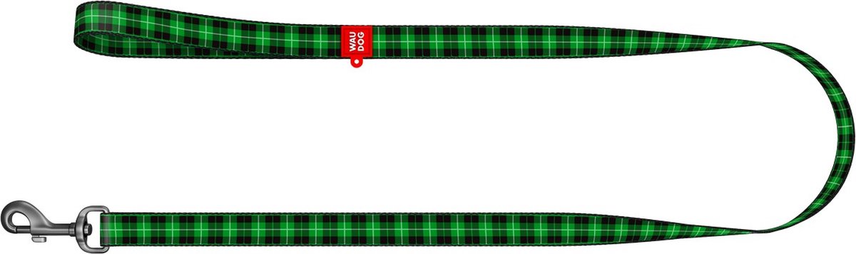 WAUDOG Green Tartan Hondenlijn / Hondenriem - Nylon - Groen - Breedte: 15 mm - Lengte: 122 cm - Geschikt voor middelgrote honden