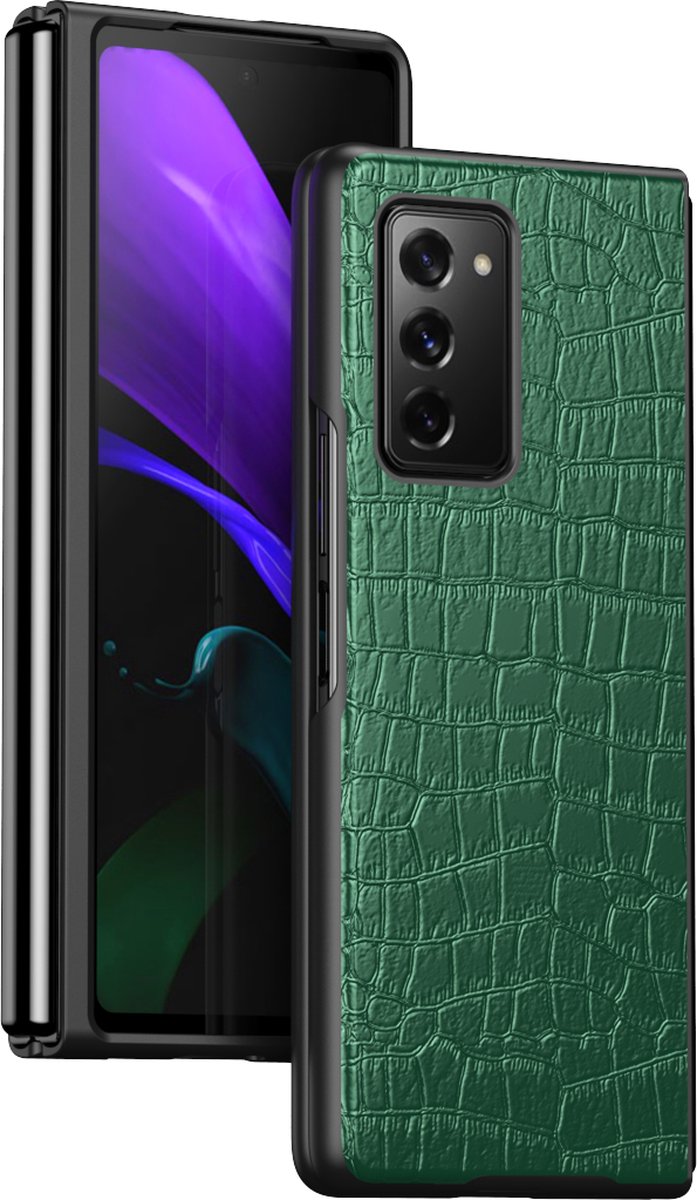 Samsung Z Fold 4 Hoesje - Krokodillenleer Textuur - Back Cover voor Samsung Galaxy Z Fold4 - Groen