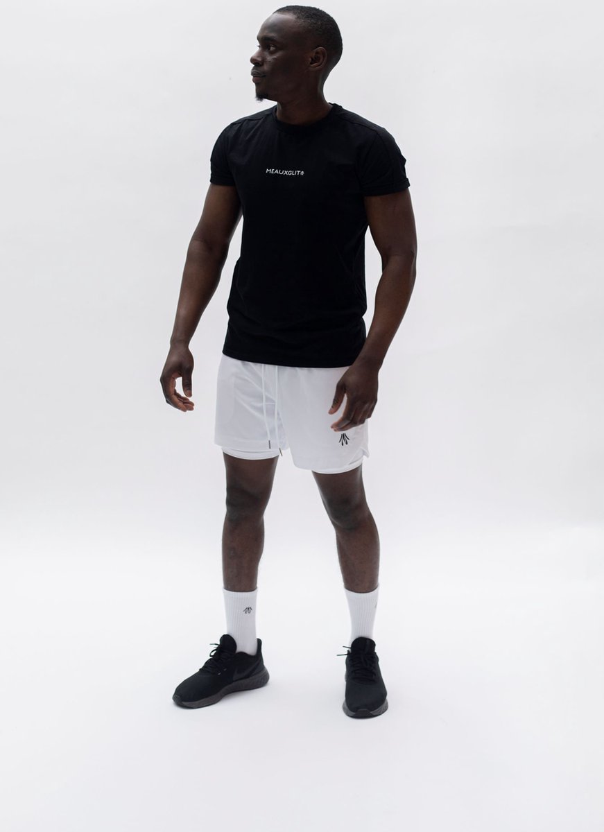 MEAUXGLIT Sportshirt Heren - Bestseller - Tshirts Heren - Bestseller - Melanite Zwart Regular Fit - Slim Fit - Gym - Fitness - Running - Padel - Outdoor - Indoor (Maat L)