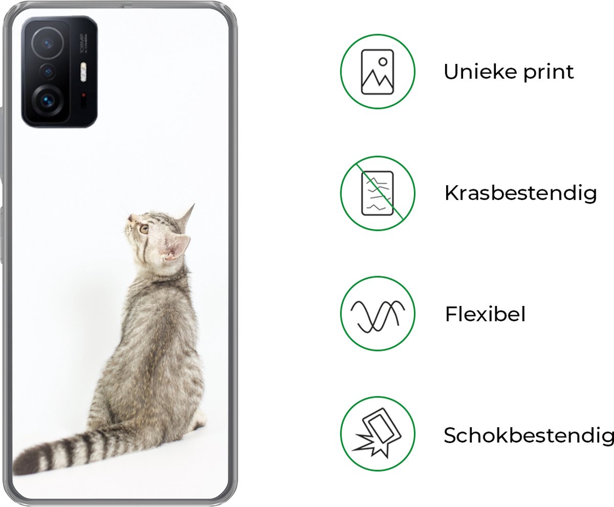 Telefoonhoesje Geschikt voor Xiaomi 11T Pro hoesje - Kat - Huisdieren - Vacht - Siliconen Telefoonhoesje Telefoonhoesje