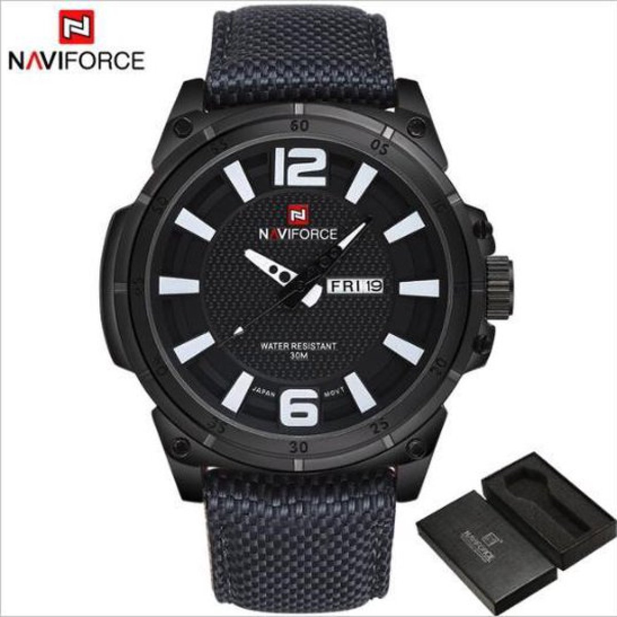 Naviforce Horloge - NF9066 - Ø 47 mm - Zwart/Wit - Inclusief horlogedoosje