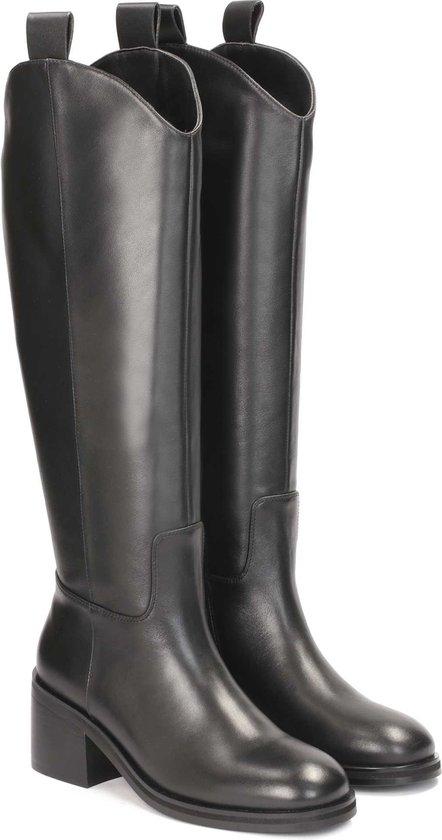 Beige stretch overknee laarzen met naaldhak