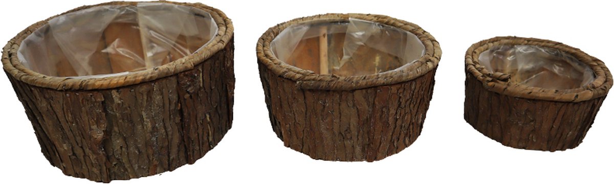 Dijk Natural Collections - Planter bark with plastic 30x13cm S-3 - Wit