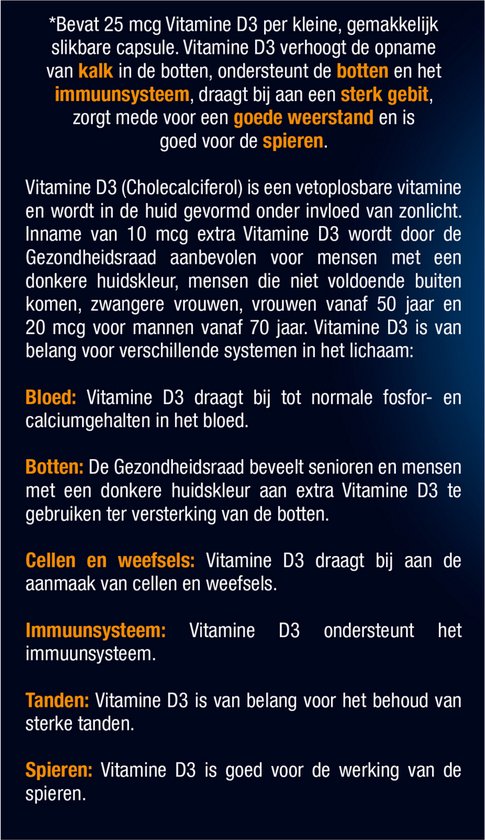 Lucovitaal Vitamine D3 25 microgram Voedingssupplement - 365 capsules - Lucovitaal