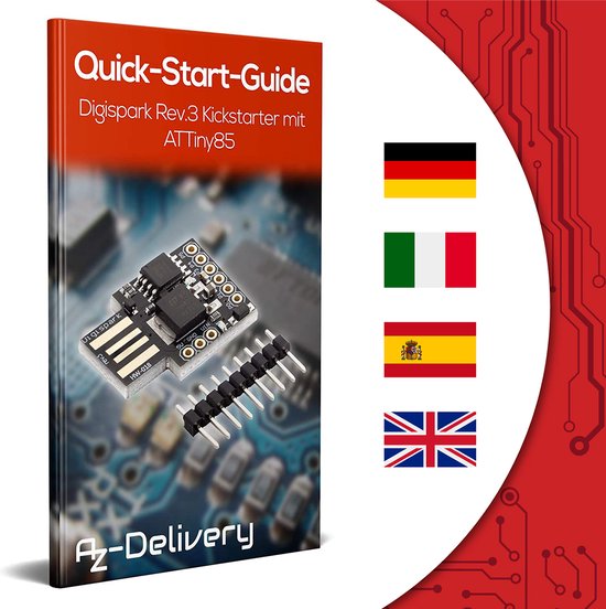 AZDelivery 3 x Digispark Rev.3 Kickstarter met ATTiny85 en USB compatibel met Arduino Inclusief E-Book!