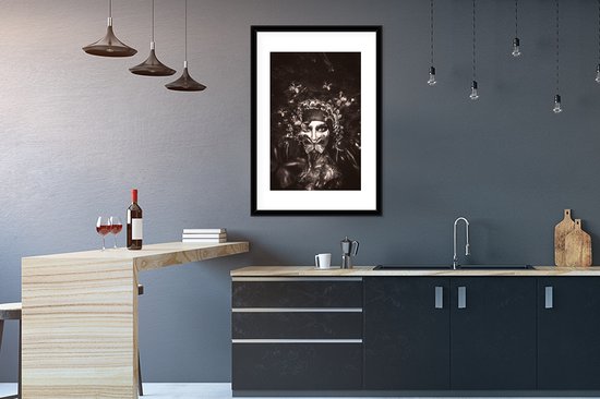 Affiche avec cadre Femme - Peinture - Zwart - Wit - 60x90 cm