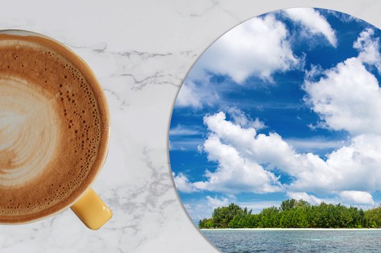 Sous-verres de verre - Rond - Île - Été - Tropical - 10x10 cm - Dessous de verre - 6 pièces