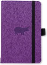 Dingbats Wildlife Pocket A6 Hardcover Notebook  PU Leather, MicroPerforated 100gsm Cream Pages, Inner Pocket, Elastic Closure, Pen Holder, Bookmark Squared, Purple Hippo