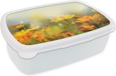 Broodtrommel Wit - Lunchbox - Brooddoos - Bloemen - Landschap - Geel - 18x12x6 cm - Volwassenen