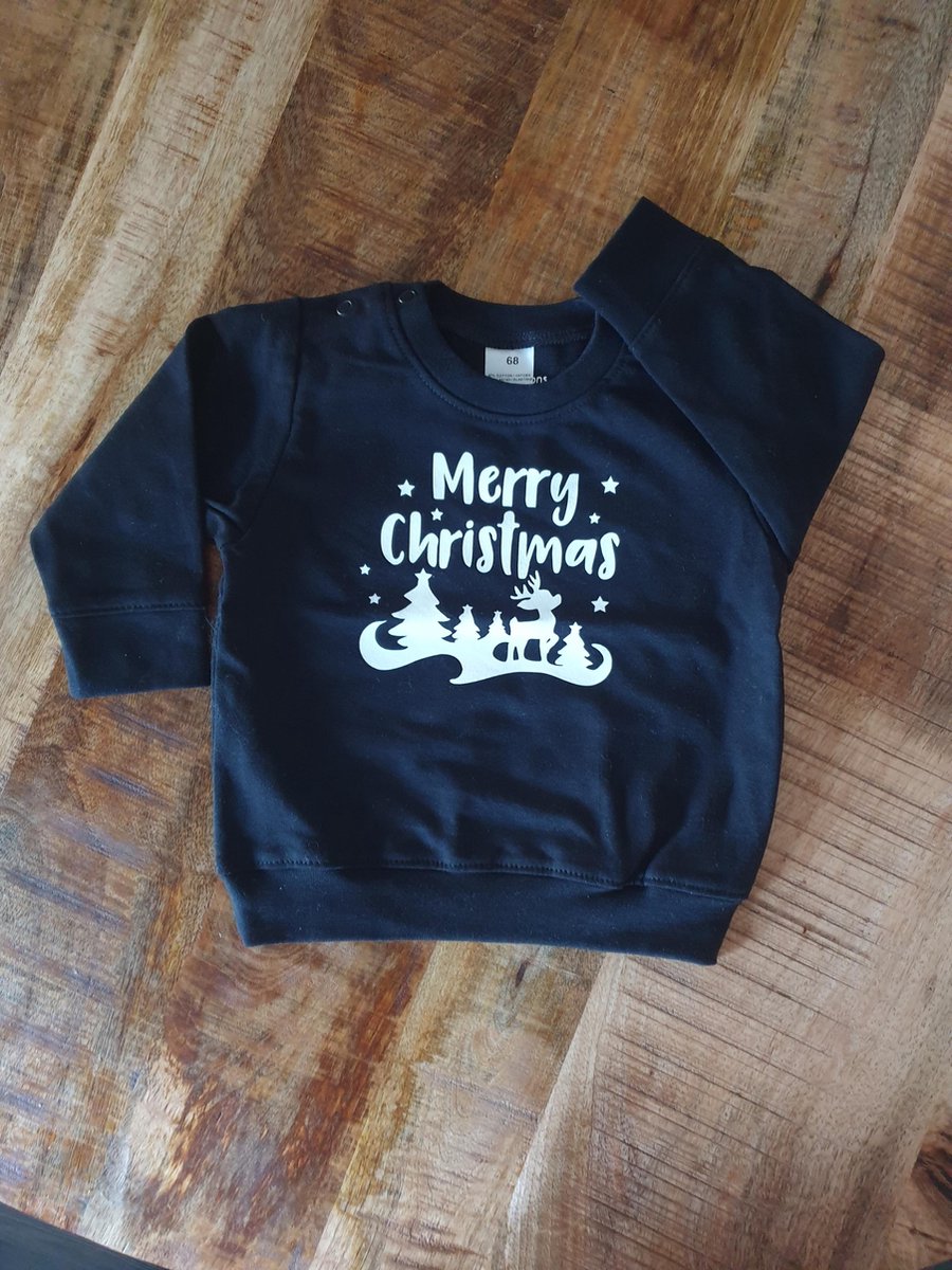 Trui Merry Christmas, maat 56 zwart
