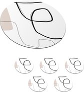 Sous-verres de verre - Rond - Abstrait - Pastel - Minimalisme - 10x10 cm - Dessous de verre - 6 pièces