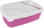 Broodtrommel Roze - Lunchbox - Brooddoos - Lijn - Pastel - Design - 18x12x6 cm - Kinderen - Meisje