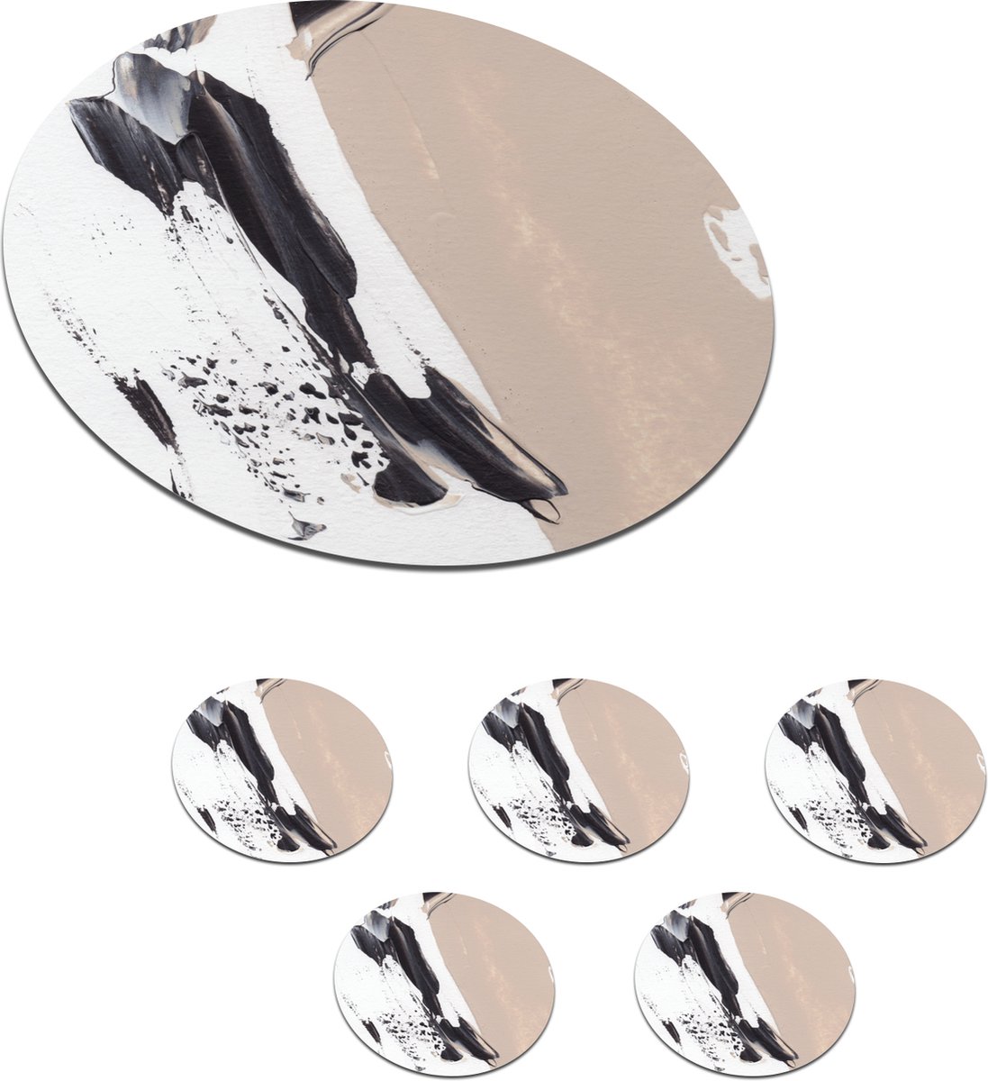 Onderzetters voor glazen - Rond - Verf - Design - Abstract - 10x10 cm - Glasonderzetters - 6 stuks