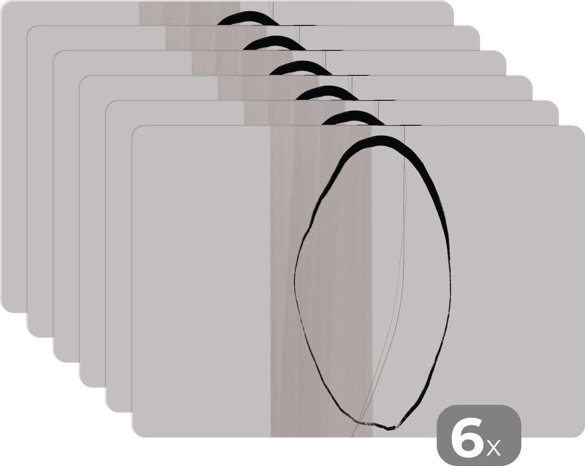 Placemat - Line art - Cirkel - Pastel - Abstract - Tafel - Onderleggers - Placemats - 45x30 cm - 6 stuks