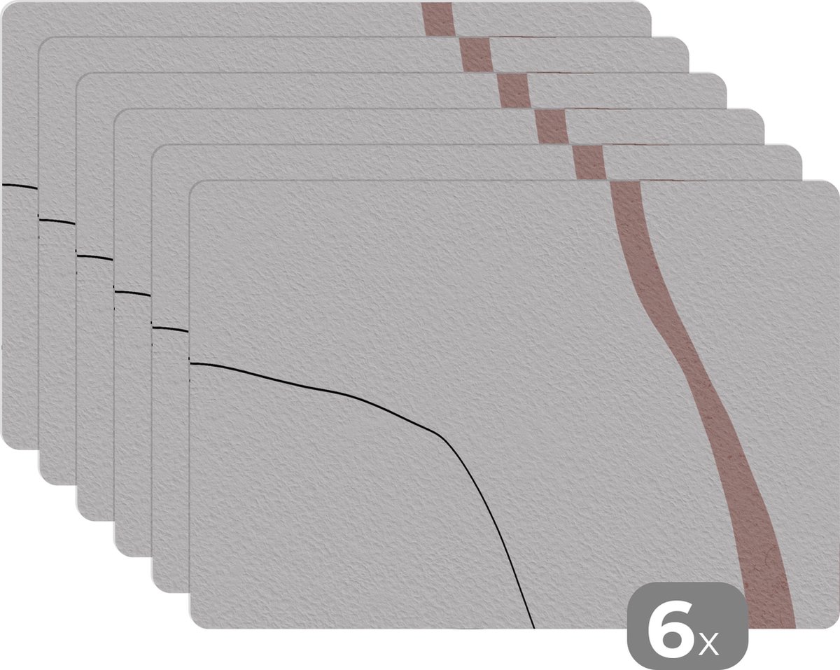 Placemat - Pastel - Lijn - Design - Abstract - Onderleggers - Placemats - 45x30 cm - 6 stuks