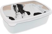 Broodtrommel Wit - Lunchbox - Brooddoos - Zwart - Abstract - Design - 18x12x6 cm - Volwassenen