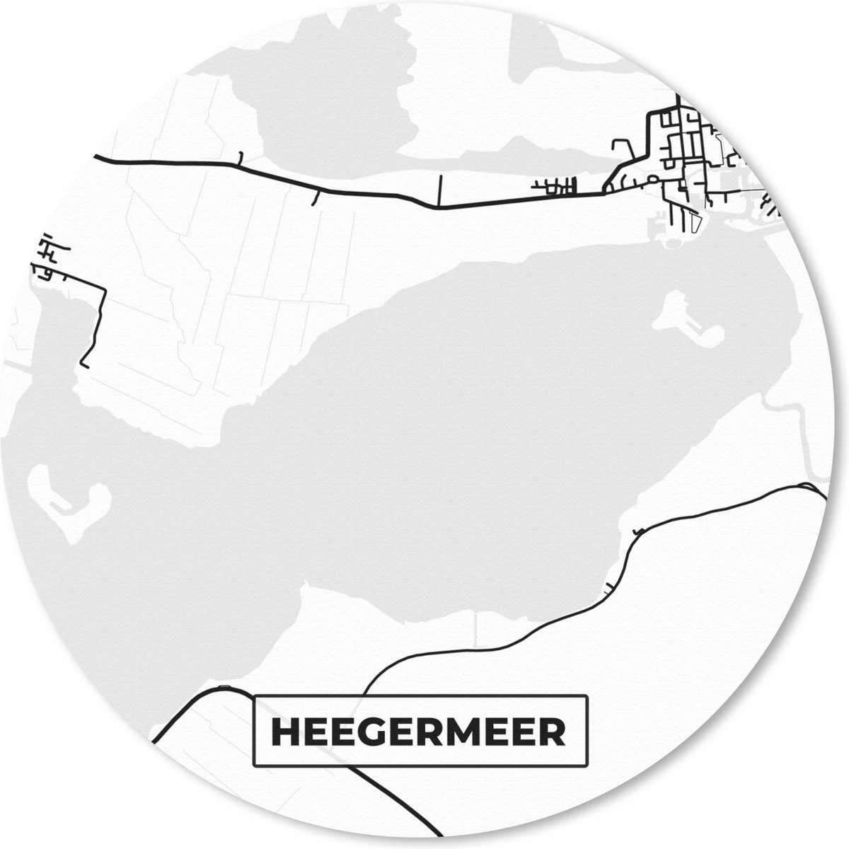 Muismat rond 40x40 cm - Mousepad Stadskaart - Friesland - Plattegrond - Kaart - Heegermeer - Ronde muismatten - Stadskaart
