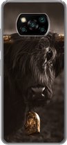 Geschikt voor Xiaomi Poco X3 Pro hoesje - Schotse hooglander - Vacht - Zwart - Siliconen Telefoonhoesje