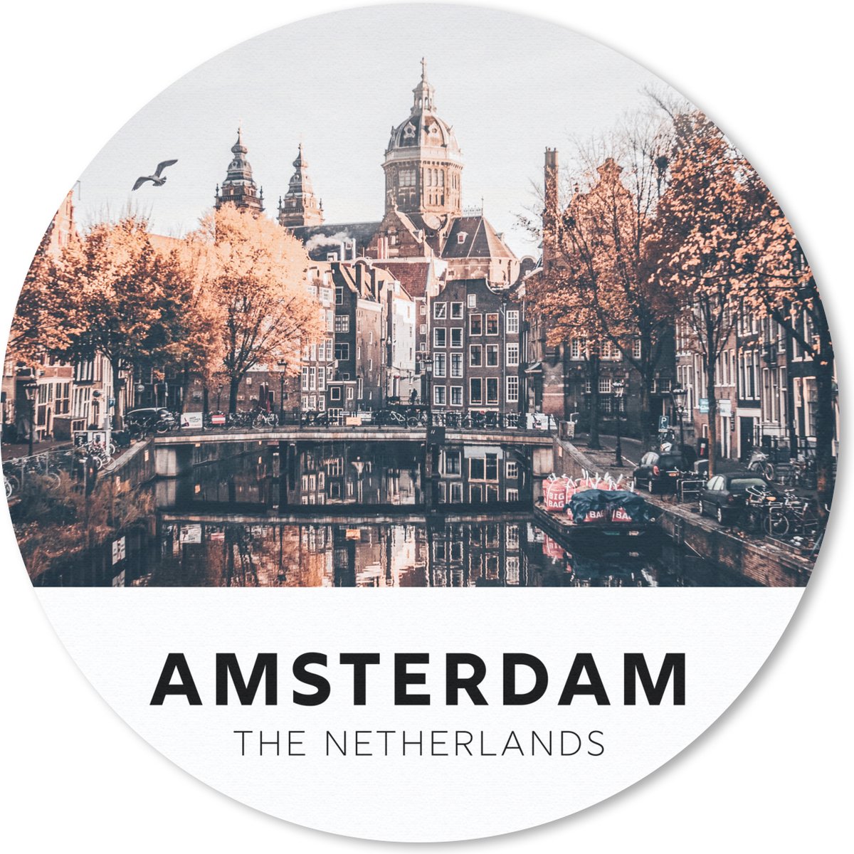 Muismat rond 50x50 cm - Mousepad Amsterdam - Nederland - Boom - Ronde muismatten