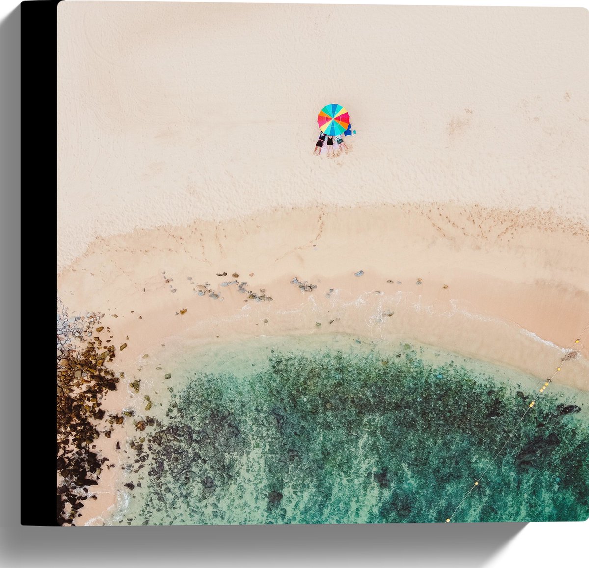 Canvas - Parasol op het Strand - 30x30 cm Foto op Canvas Schilderij (Wanddecoratie op Canvas)