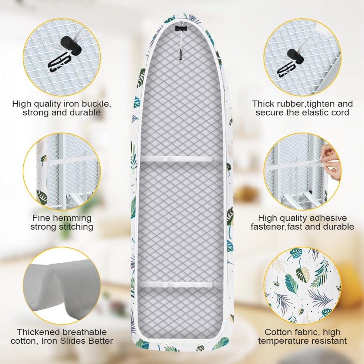Universele Strijkplankhoes 110x35 cm met Antislip en Foam Vulling - Hittebestendig Katoen