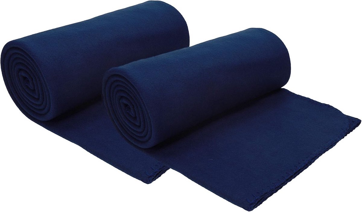 Set van 2 Fleece Plaids - Knuffeldeken 130x170 cm - Anti-pluis en Gestikte Rand