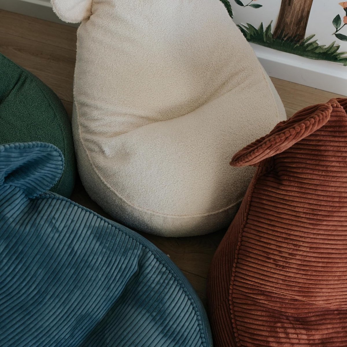 Zitkussen met Oren voor Kinderkamer - Zacht Beanbag Stoel Zitkussen Blauw