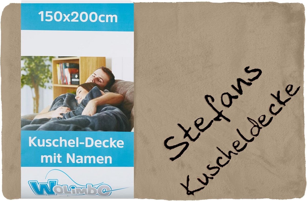 Gepersonaliseerde Plaid 200x150cm met Naam - Zacht en Warm Lichtbruin。