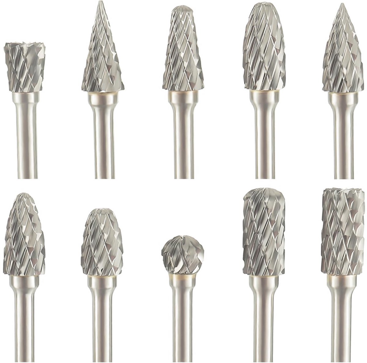 10-delige set hardmetalen roteerfrezen 3mm schacht voor metaal, hout en kunststof