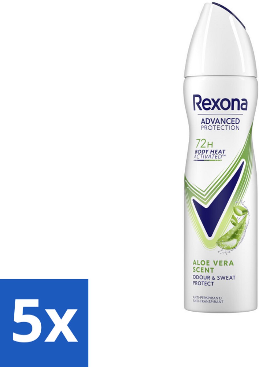 5 x Rexona - Deodorant - Spray - Aloe Vera Scent - 150ml - Deodorant Spray - Aloë Vera Geur - Zweetbestendig - Droogte - Fris