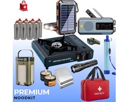 Premium Nood Kit – Compleet noodpakket voor thuis – 72 uur noodkit met noodradio, powerbank & kooktoestel – Stroomuitval & noodsituaties