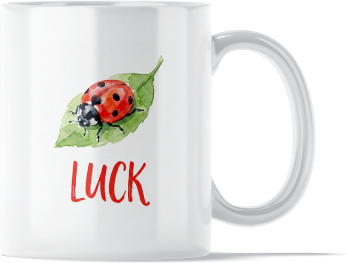 "Aquarel Series" Mok: Luck Ladybug - Vrolijke Waterverf Mok met Lieveheersbeestje op Blad - Positieve Herinnering Romantisch & Gelukkig Leven te Koesteren - Lief Dieren Symbool Brenger Liefde & Geluk - Liefdevol Valentijnscadeau voor Vriendin