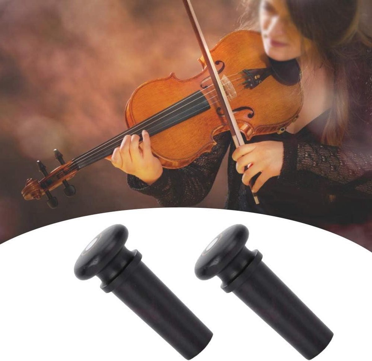 Set viool-eindstiften accessoires 4/4 violen duurzaam vakmanschap zwarte haarstaart