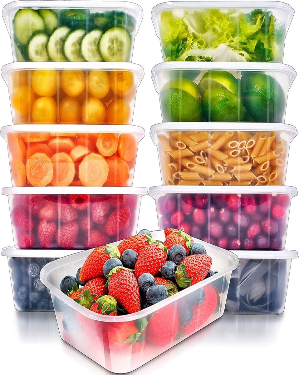 Pack of 25 Plastic Storage Boxes met Lids - 17 x 11.5 x 6.8 cm - 1000 ml - Herbruikbaar - Luchtdicht - BPA-Vrij - Opslagcontainers met Lids - Vriezer- en Vaatwasserbestendig