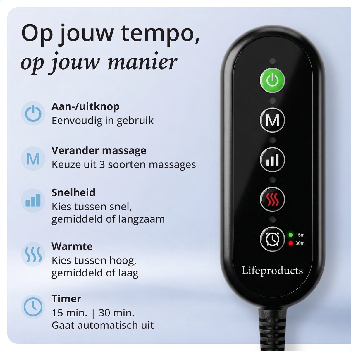 Lifeproducts Massagekussen met Memory Foam - Nekmassage Apparaat - Rug Massageapparaat - Massage voor Nek en Rug - Shiatsu Nek Massage Apparaat met Warmtefunctie — cadeau in Cadeau-ideeën - foto 4
