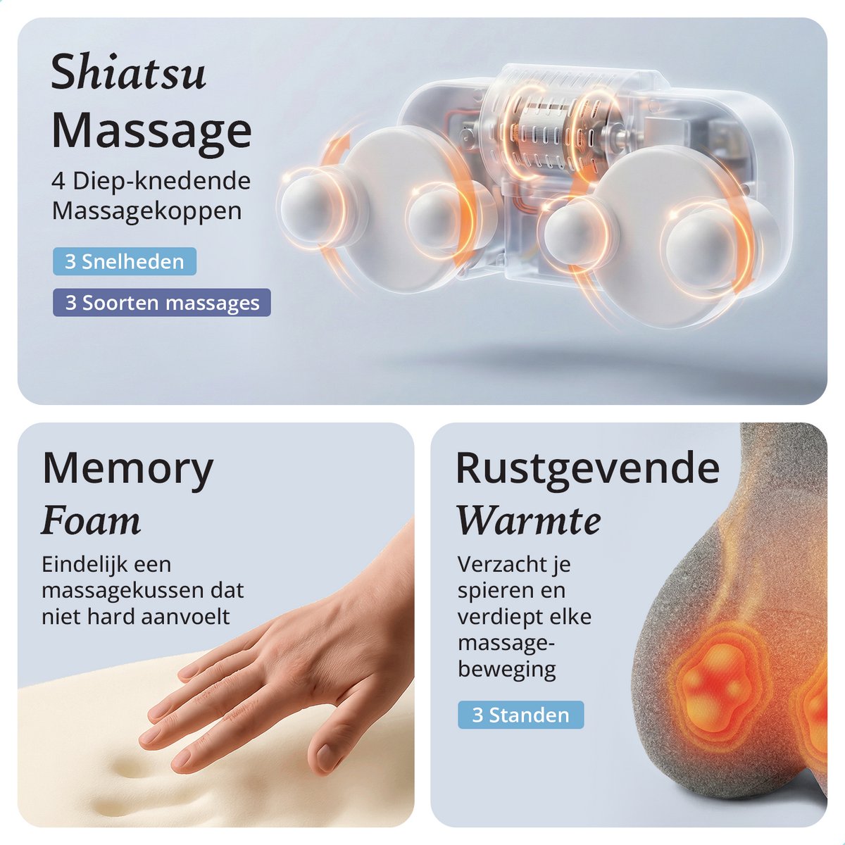 Lifeproducts Massagekussen met Memory Foam - Nekmassage Apparaat - Rug Massageapparaat - Massage voor Nek en Rug - Shiatsu Nek Massage Apparaat met Warmtefunctie — cadeau in Cadeau-ideeën - foto 6