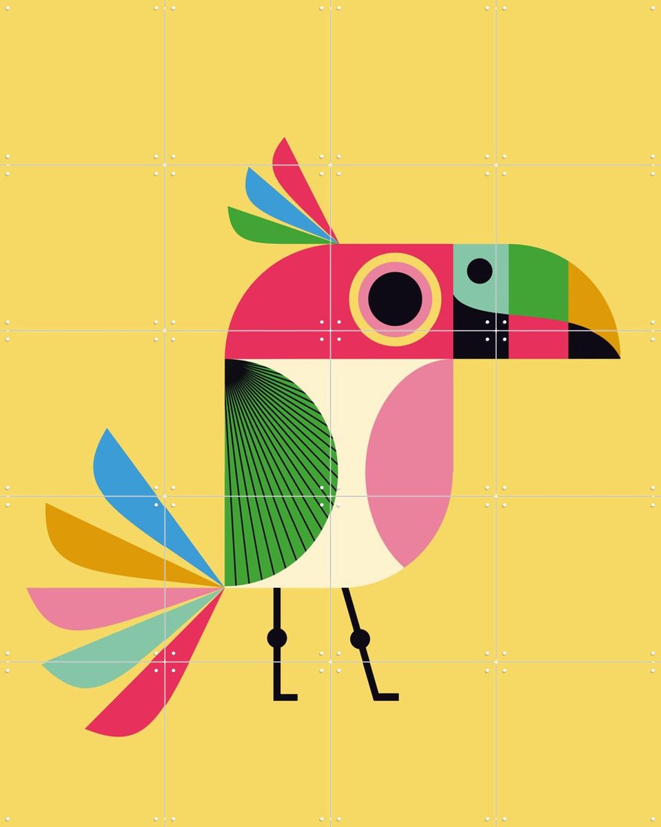 IXXI Bird, Ingela P. Arrhenius - 80 x 100 cm - Gratis ophangtool - Grote wanddecoratie en posters - Geometrische Kunst, Pop art, Kleurrijk, Speels