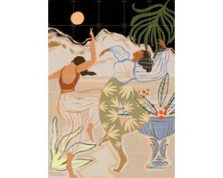 IXXI Moonlight Dance, Arty Guava - 100 x 140 cm - Grote wanddecoratie en posters - Illustraties, Speels, Vintage, Digitale Kunst, Kleurrijk