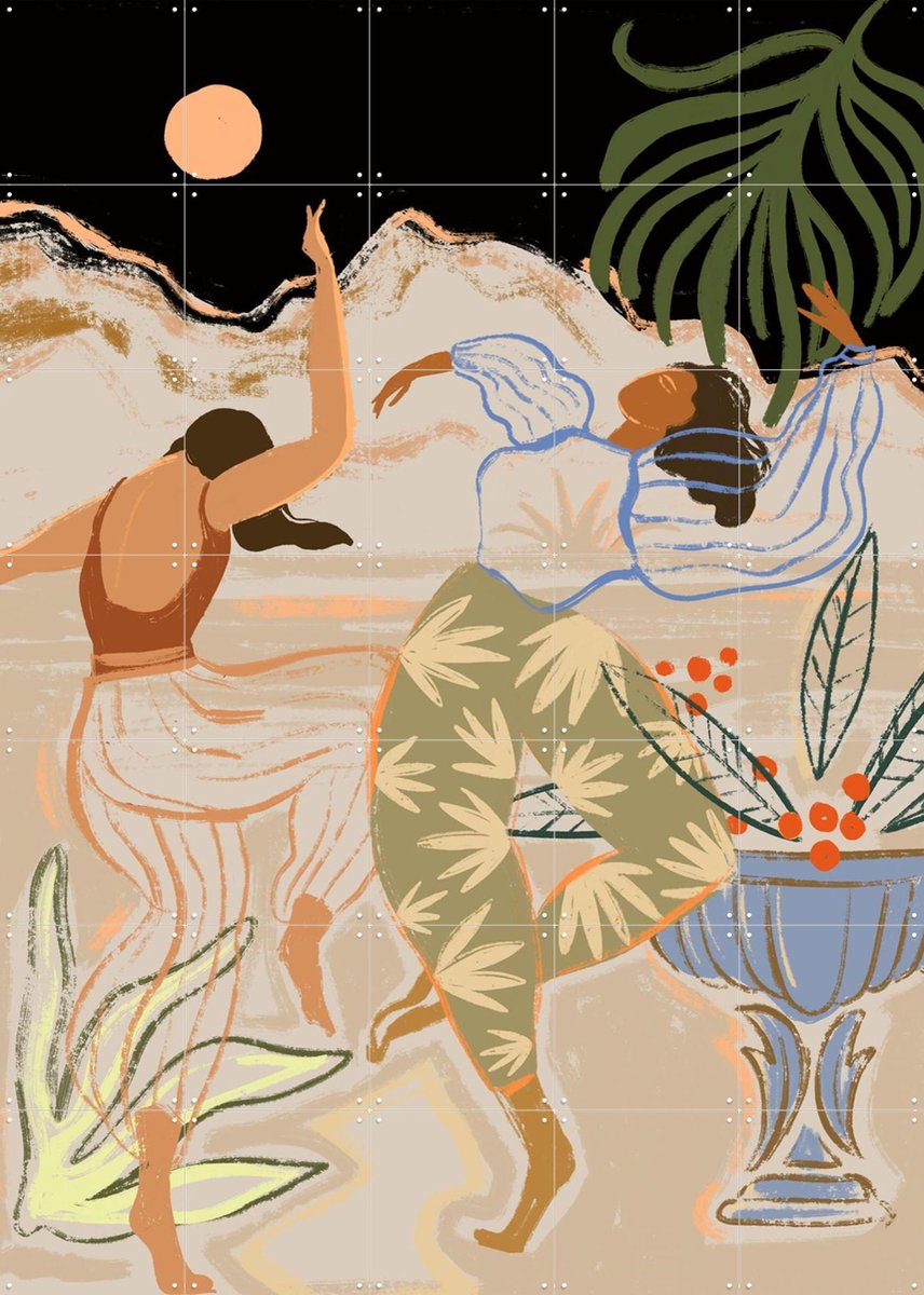 IXXI Moonlight Dance, Arty Guava - 100 x 140 cm - Gratis ophangtool - Grote wanddecoratie en posters - Illustraties, Speels, Vintage, Digitale Kunst