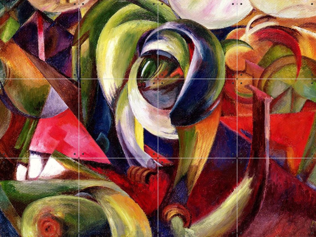 IXXI Mandrill 1913, Franz Marc & Bridgeman Images - 80 x 60 cm - Gratis ophangtool - Grote wanddecoratie en posters - Klassiek, Abstract, Olieverf