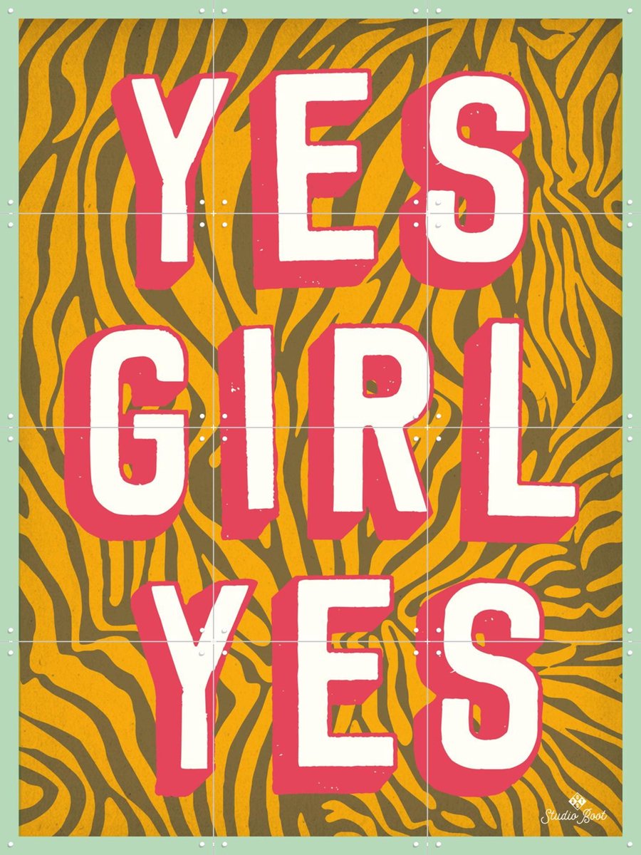 IXXI Yes Girl Yes, Studio Boot - 60 x 80 cm - Gratis ophangtool - Grote wanddecoratie en posters - Speels, Grafisch Ontwerp, Pop art, Illustraties